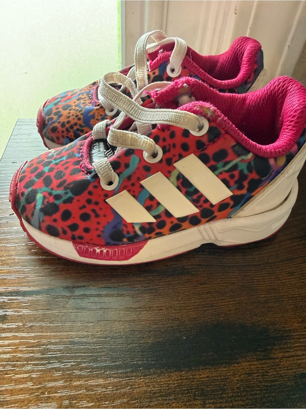adidas Kids Leopard-Print Sneakers with Hot Pink Lining